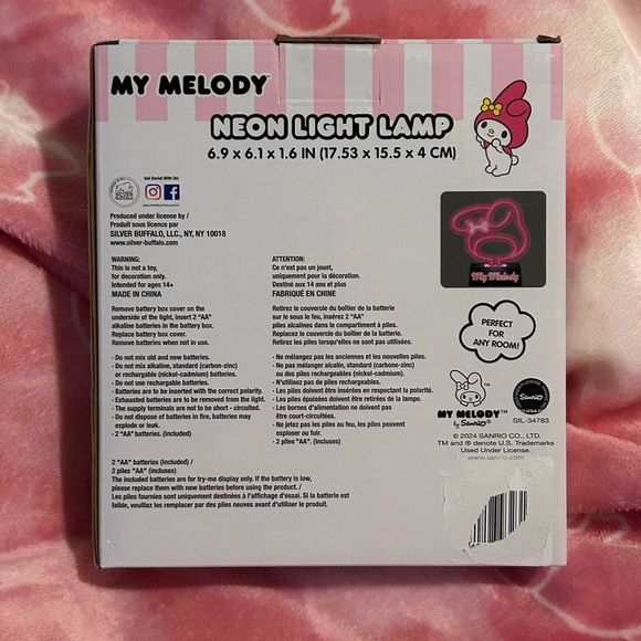 Hello Kitty & My Melody LED Neon Pink Light Lamp Made By Sanrio. New In Box. - Picture 8 of 12